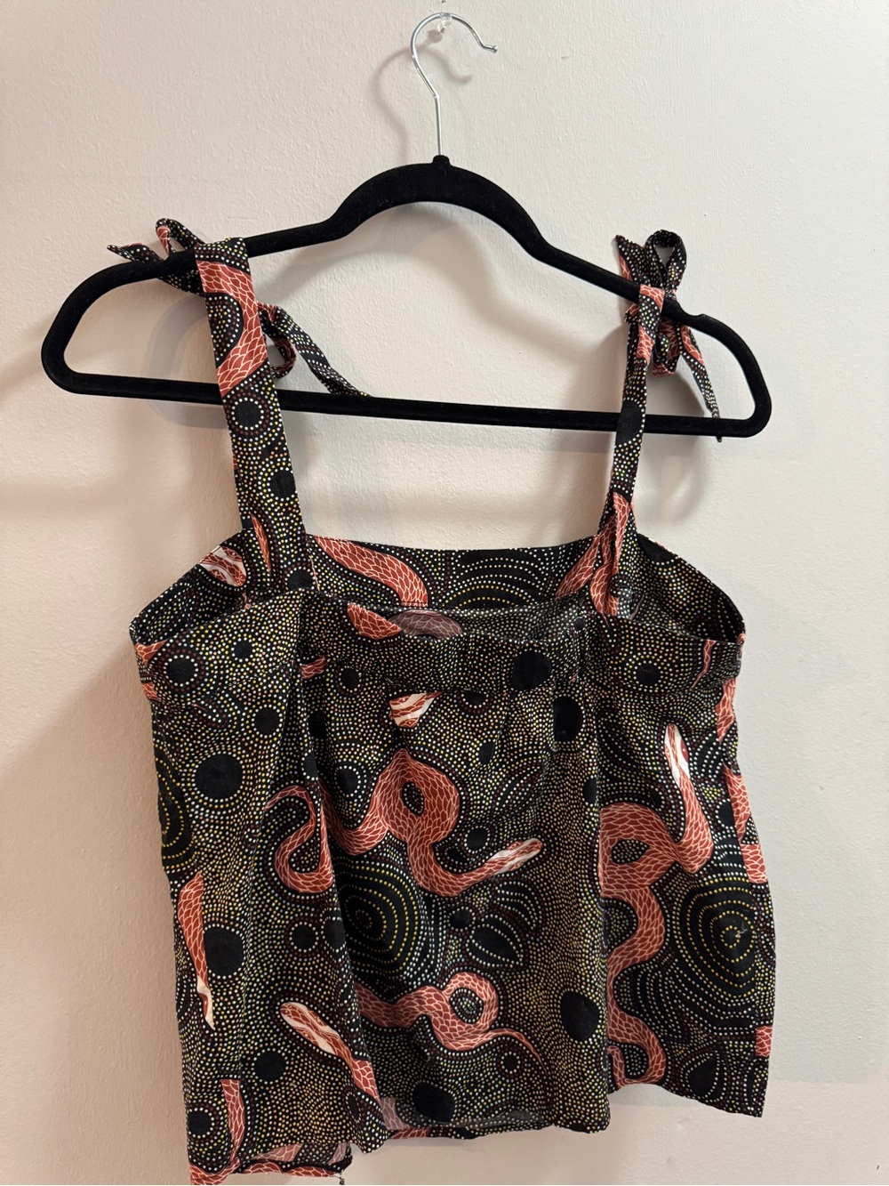 Corey Lynn Calter Black & Coral Snake Printed Tie-Shoulder Camisole - Picture 2 of 4